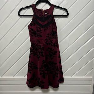 Girls red and black velvet Christmas dress 10